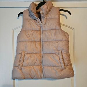 Old Navy Dusty Pink Puffer Vest Women's Medium Gorpcore Pockets Bubble Winter